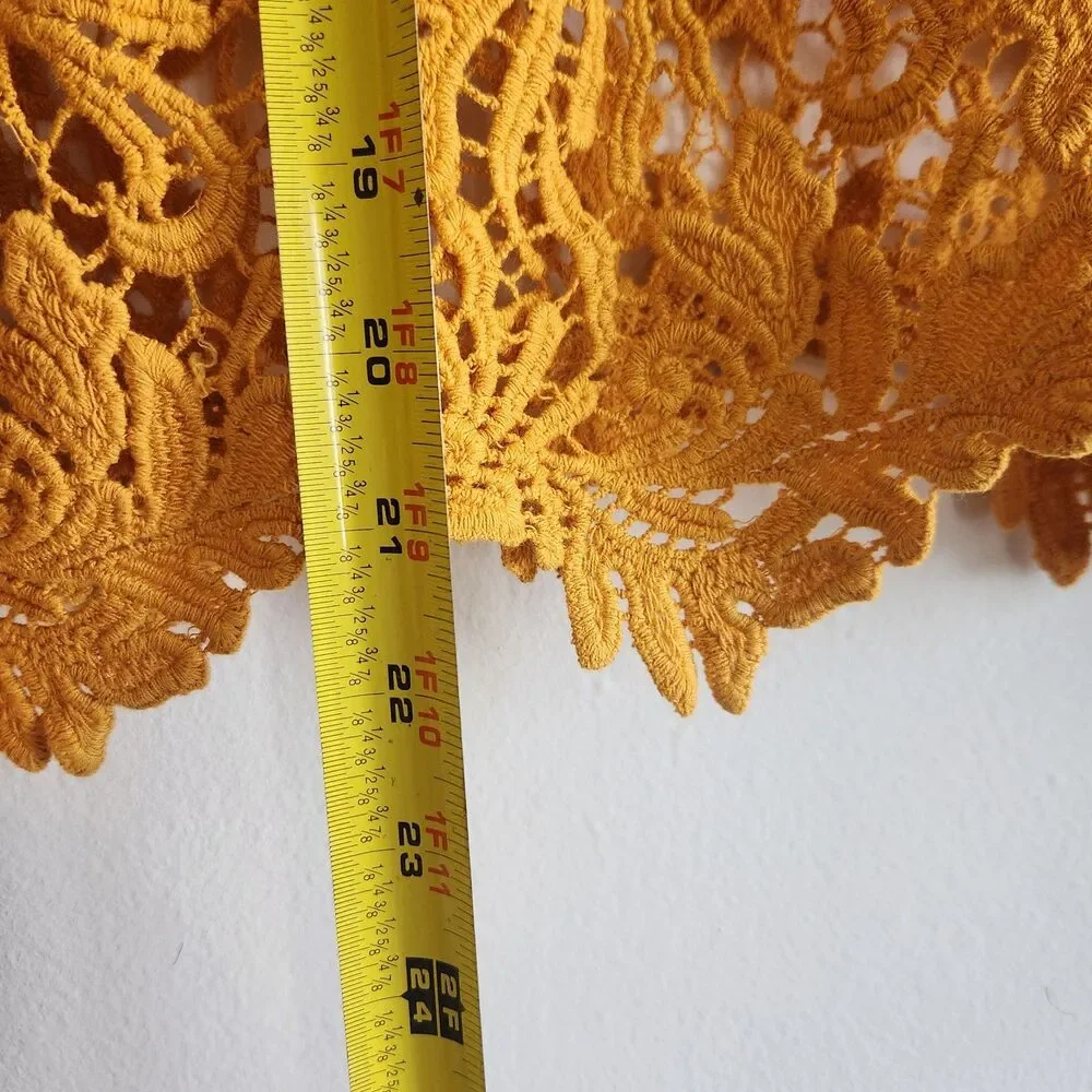 eri + ali  Marigold embroidered lace blouse bell sleeves XXSP romantic festival